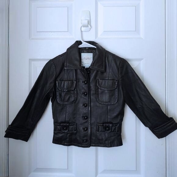 Tracy Reese leather button-down jacket 2 XS EUC - Picture 1 of 7